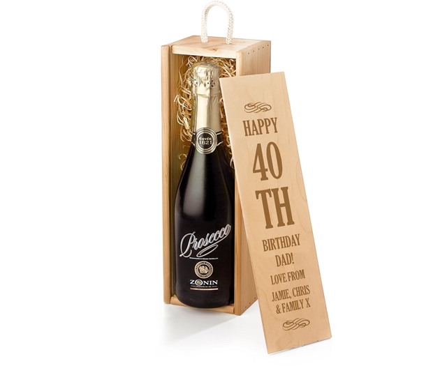 Birthday Sparkling Prosecco Gift Box With Engraved Personalised Lid